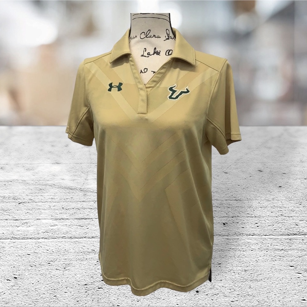 Under Armour USF BULLS University of South Florida Gold Embroidered Polo Shirt S - Picture 2 of 8